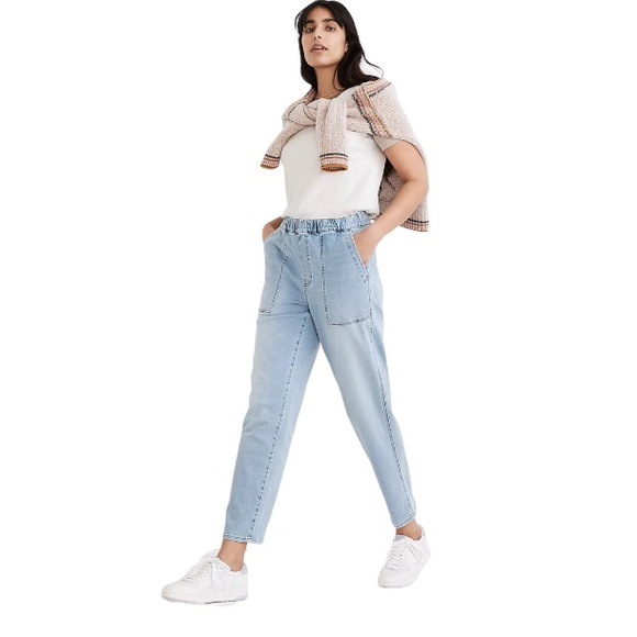 Madewell Denim - Madewell high rise Pull-On Relaxed Jeans, elastic, Small Tall (runs a tad large)